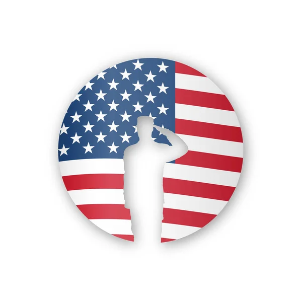 Obrigado Veteranos Honrando todos os que serviram ilustração vetorial. Bandeira dos EUA acenando sobre fundo branco. Cartão de dia dos veteranos. — Vetor de Stock