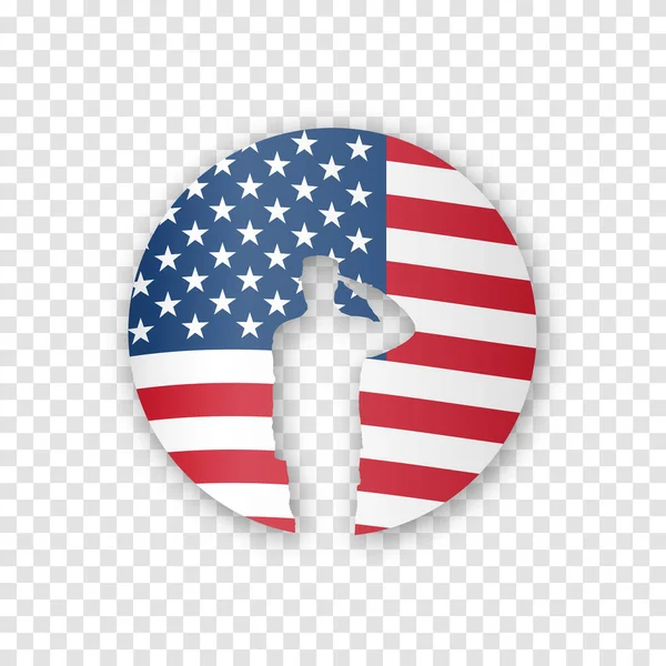 Obrigado Veteranos Honrando todos os que serviram ilustração vetorial. Bandeira dos EUA acenando em fundo transparente. Cartão de dia dos veteranos. — Vetor de Stock