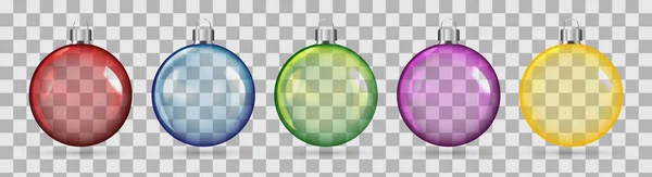 Ensemble de boule vide arbre de Noël isolé sur fond transparent. Boule de Noël en verre colorul vectoriel. Vecteur EPS 10. — Image vectorielle