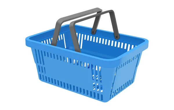 Blue Plastic Shopping Cart Isolated White Background Vector Illustration Eps — Stock Vector