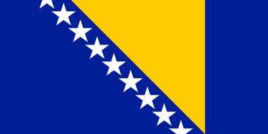Ulusal Bosna-Hersek bayrağı, resmi renkler ve doğru orantı. Bosna-Hersek bayrağı. Vektör çizimi. EPS10.