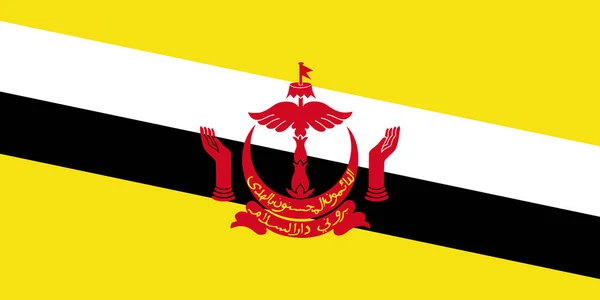 Ulusal Brunei Bayrağı Resmi Renkler Doğru Orantı Brunei Bayrağı Vektör — Stok Vektör