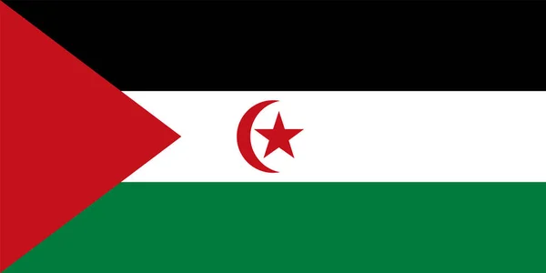 Drapeau National Sahraoui République Arabe Démocratique Couleurs Officielles Proportion Correctement — Image vectorielle