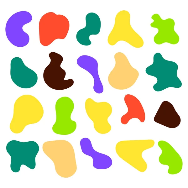 Random Abstract Liquid Organic Colorful Irregular Blotch Shapes Flat Style — Vector de stock