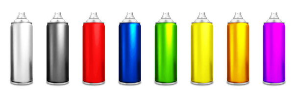 Spray paint, aerosol colorful set. Vector illustration. EPS 10