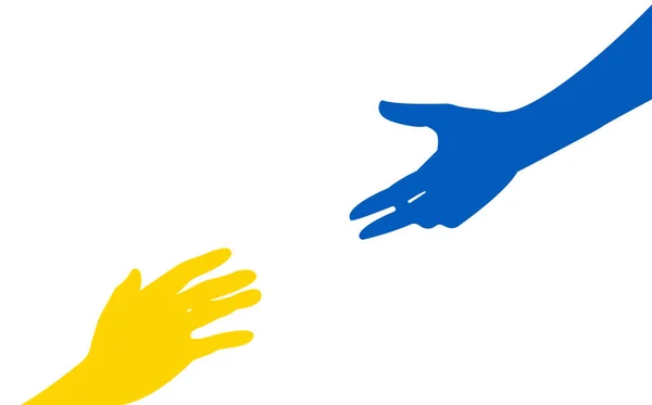 Het silhouet van handen reikt uit om te helpen. Stop de oorlog in Oekraïne, Help Oekraïne. — Stockvector