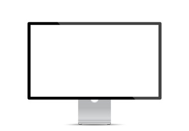 Stüdyo Görüntüleme bilgisayar modeli beyaz arkaplan ön görünümünde izole edildi. Vektör illüstrasyonu