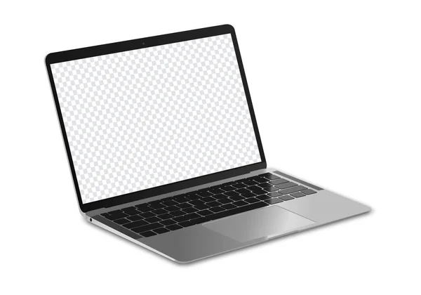 Geïsoleerde laptop met transparante screen mockup. Vector illustratie van realistische laptop mockup met shudows. — Stockvector
