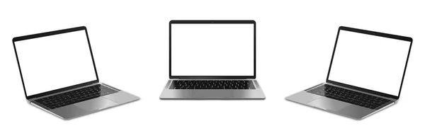 노트북 컴퓨터는 투명 한 화면을 가지고 장난을 칩니다. 벡터 일러스트 — 스톡 벡터