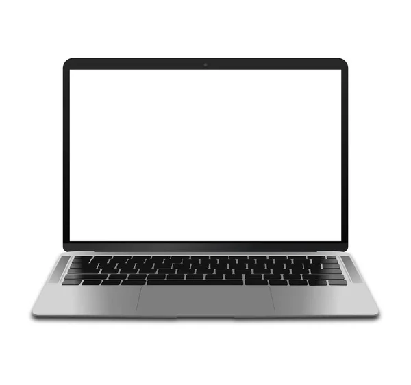 Geïsoleerde laptop met transparante screen mockup. Vector illustratie van realistische laptop mockup met shudows. — Stockvector