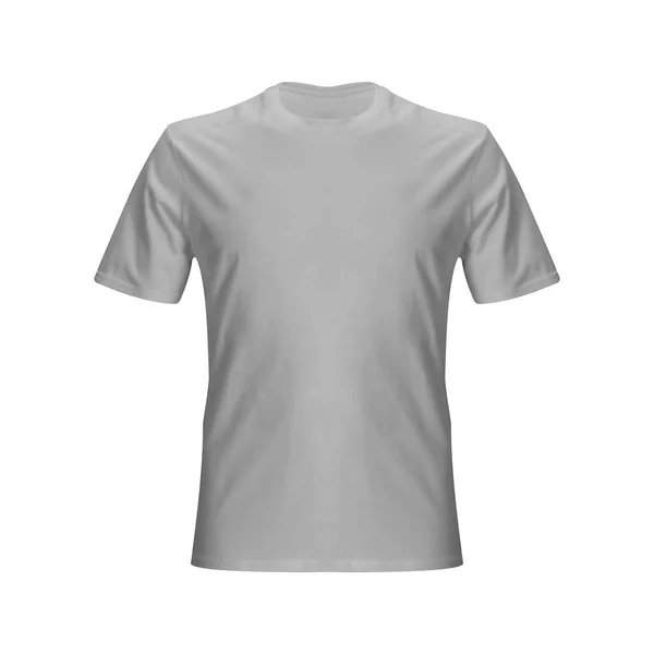 クリーンな背景に隔離されたリアルなグレーのTシャツベースの布 — ストックベクタ