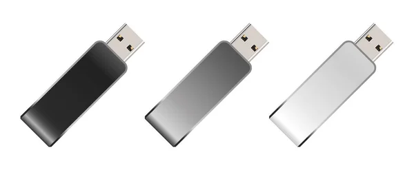 USB flash drive in vector on white background. Mockup. Set. — Wektor stockowy