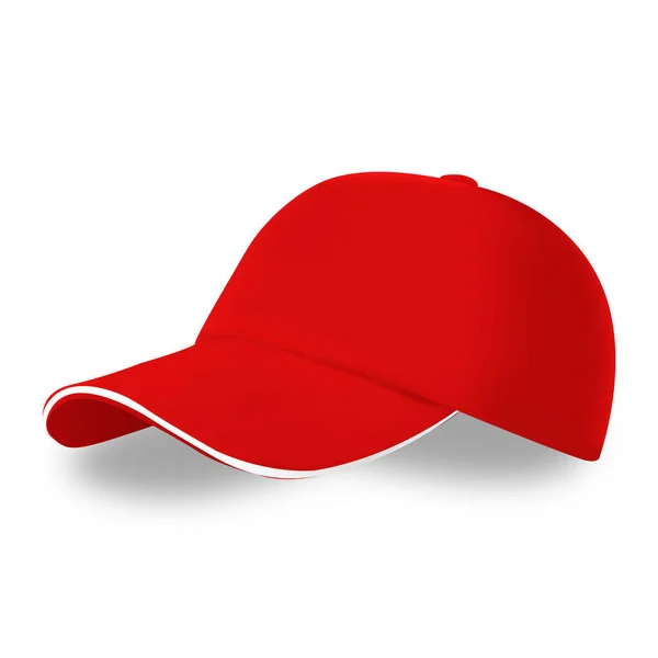 Red Cap Mockup Realistische Stijl Vectorillustratie — Stockvector