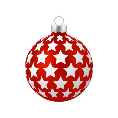 Beyaz süslemeli kırmızı Noel Balosu. Vektör.