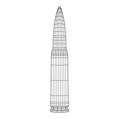 Silah mermisi çizimi izole etti. 7.62 mm. kurşun kablo çerçevesi