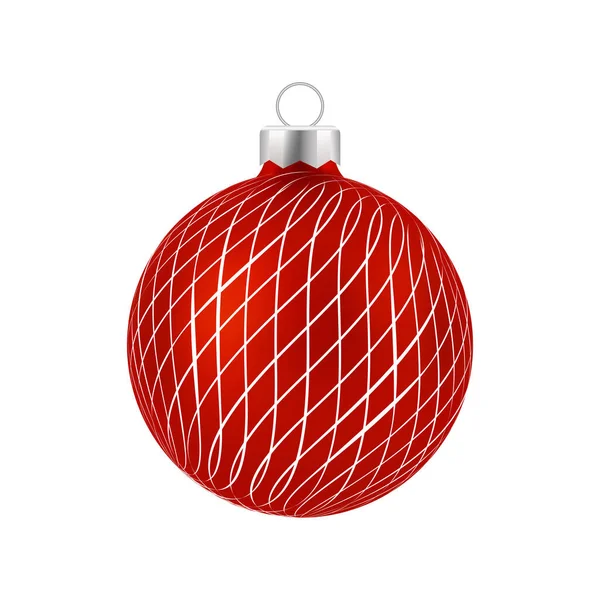 Rote Weihnachtskugel Mit Weißem Ornament Vektor — Stockvektor