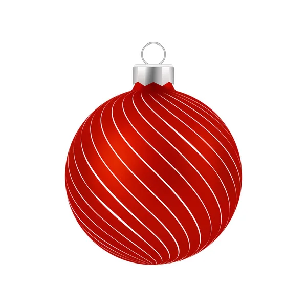 Κόκκινη Χριστουγεννιάτικη Μπάλα Λευκό Στολίδι Διάνυσμα — Διανυσματικό Αρχείο