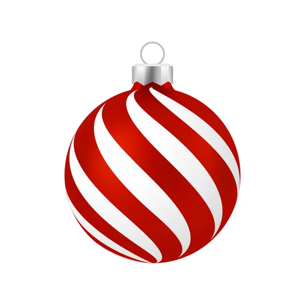 Bola Natal Vermelho Com Ornamento Branco Vetor — Vetor de Stock