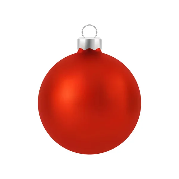 Palla Natale Rossa Con Ornamento Bianco Vettore — Vettoriale Stock