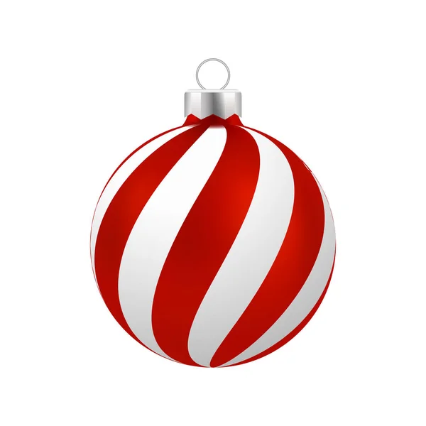 Rote Weihnachtskugel Mit Weißem Ornament Vektor — Stockvektor
