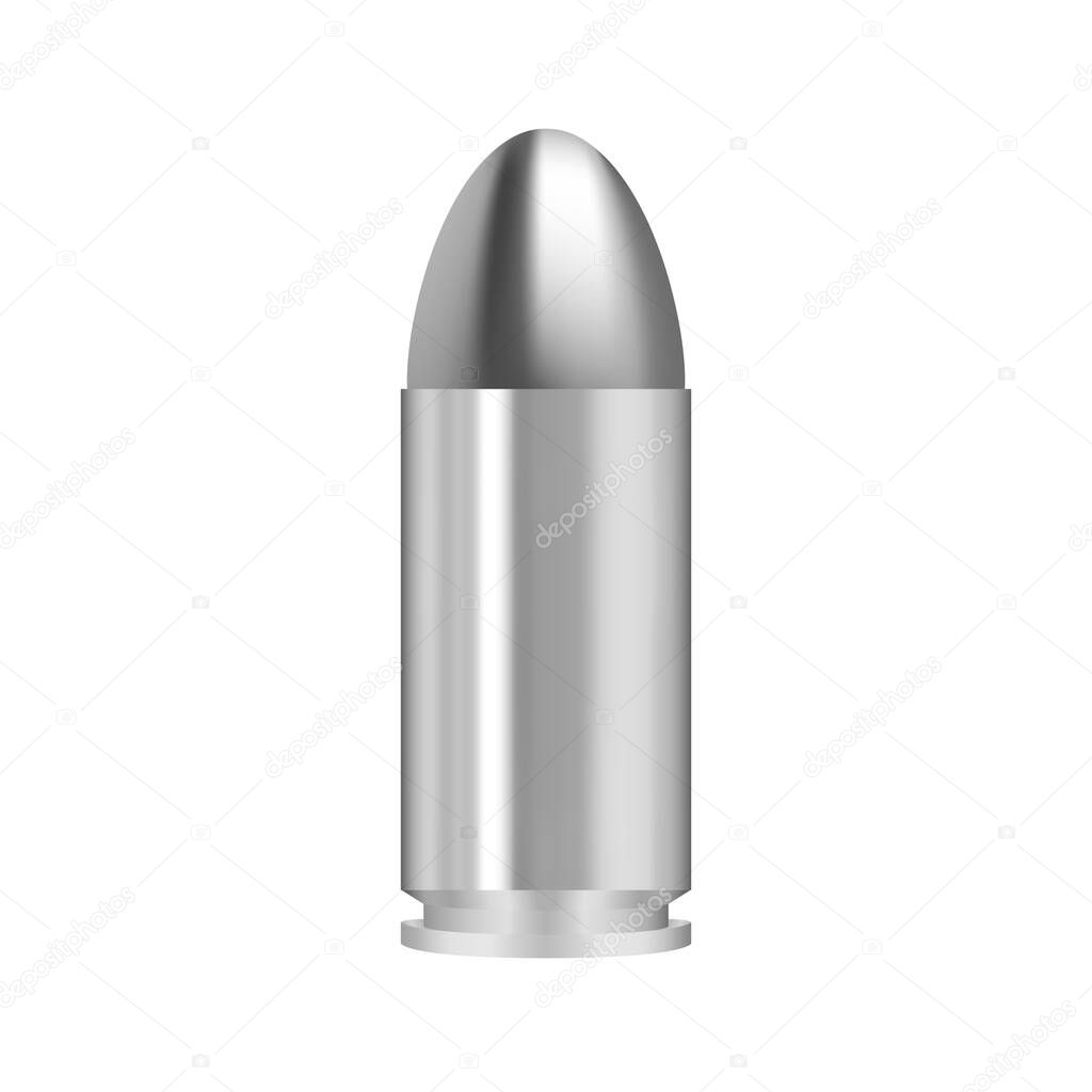 Gun bullet vector isolated illustration. 9 mm. bullet.