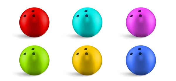 Set Boule Bowling Coloré Illustration Vectorielle Spe — Image vectorielle