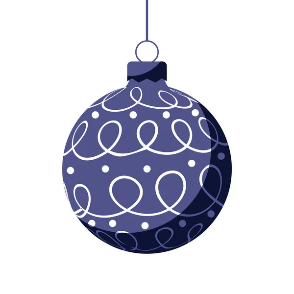 Bola Natal Azul Com Ornamento Férias Ilustração Vetorial Design Plano —  Vetores de Stock