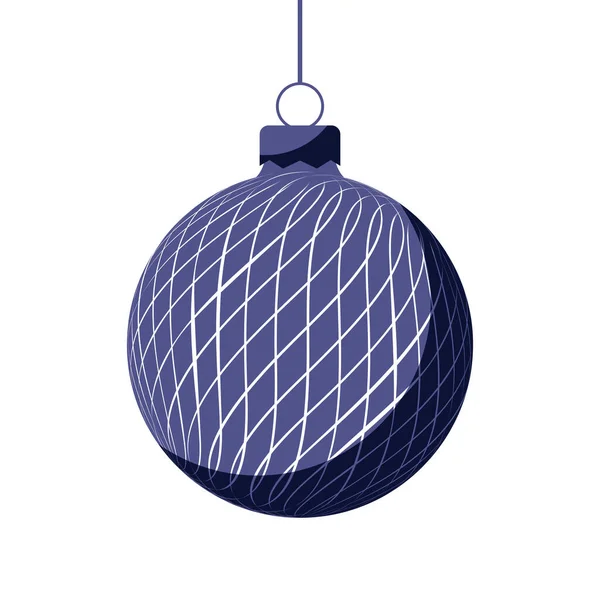 Bola Natal Azul Com Ornamento Férias Ilustração Vetorial Design Plano — Vetor de Stock