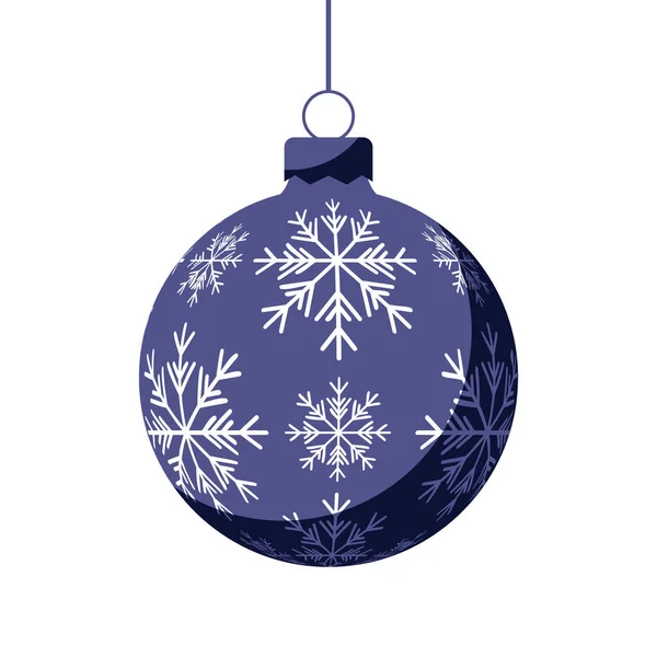 Blue Christmas ball with holiday ornament. Vector illustration in flat design. 2023 toy for christmas tree