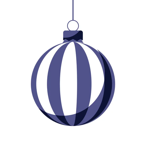 Bola Azul Navidad Con Adorno Navideño Ilustración Vectorial Diseño Plano — Vector de stock