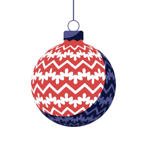 Κόκκινη Χριστουγεννιάτικη Μπάλα Στολίδι Διακοπών Εικονογράφηση Διάνυσμα Επίπεδη Σχεδίαση 2023 — Διανυσματικό Αρχείο