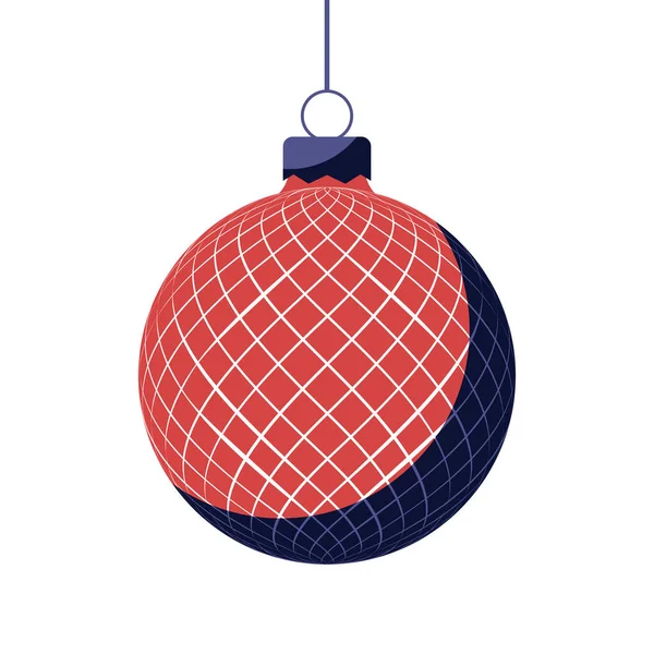 Bola Natal Vermelho Com Ornamento Férias Ilustração Vetorial Design Plano —  Vetores de Stock