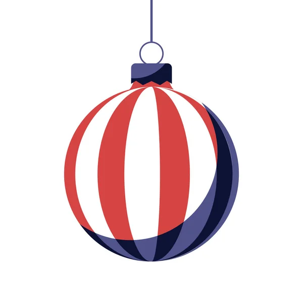 Palla Natale Rossa Con Ornamento Natalizio Illustrazione Vettoriale Disegno Piatto — Vettoriale Stock