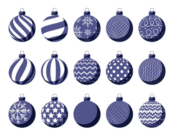 Set Bolas Navidad Azul Con Adorno Ilustración Vectorial 2023 — Vector de stock