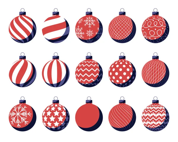 Conjunto Bolas Natal Vermelho Com Ornamento Ilustração Vetorial 2023 —  Vetores de Stock