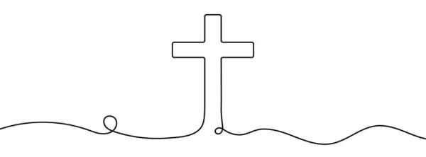 Sürekli olarak dinin sembolünün bir çizgisi çizildi. Vektör illüstrasyonu.
