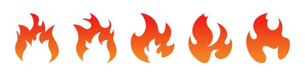 Tűzlángok Tűz Ikon Beállítva Tűzszimbólumok Vektorillusztráció — Stock Vector