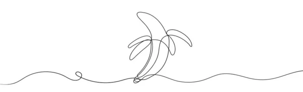 Banana Line Art Drawing Dibujo Continuo Línea Plátano Ilustración Vectorial — Vector de stock