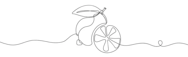 Lemon Line Art Drawing Linha Contínua Desenho Limão Ilustração Vetorial — Vetor de Stock