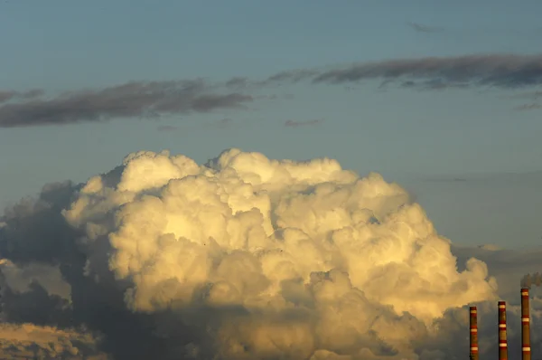 Nube. Alto en el cielo azul. Nubes cúmulos. Un cielo azul — Foto de Stock