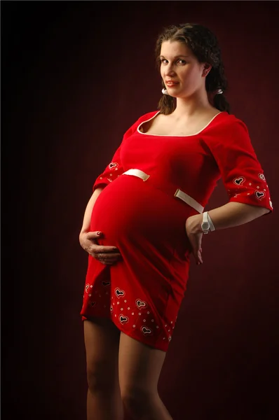 Hamile, hamile, enceinte, gravid, parturient, emdirilmiş, — Stok fotoğraf