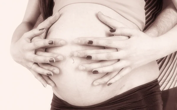 Pregnant, expectant, enceinte, gravid, parturient, impregnated, — Stock Photo, Image