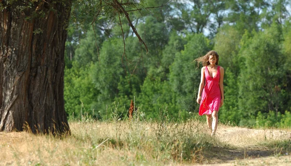 Girl in the open air on the nature — Stock Photo, Image