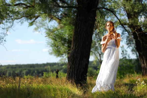 Girl in the open air on the nature — Stock Photo, Image