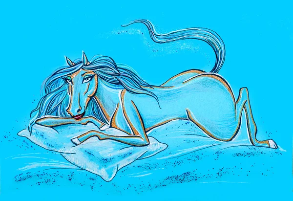 Girl horse. drawing — Stock Photo, Image