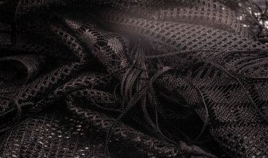 Doku, arkaplan, tasarım, siyah kadın dantelinden şal, siyah dantelden örgü, püskül, el örgüsü çiçek festivali armağanı tasarımından düğün üçgeni kartpostalı