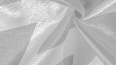 Zigzag ipeği, beyaz ve gri krep. Labirent, Küp, Geometrik Yazdırma Kumaşı. Arkaplan dokusu, desen