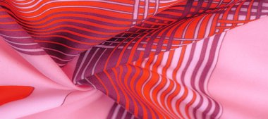 İpek kumaş, geometrik kesişim çizgileri, farklı tonlarda kırmızı ve beyaz desenler, geometrik desen, projeleriniz için ayarlandı, doku, arkaplan, desen