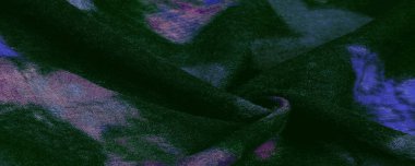 Kelebek desenli yeşil yün kumaş. Yeşil kırmızı mavi. Dekor modern, tekstil sanatı, doku, arkaplan, desen