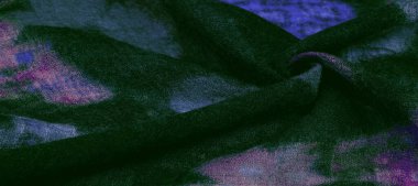 Kelebek desenli yeşil yün kumaş. Yeşil kırmızı mavi. Dekor modern, tekstil sanatı, doku, arkaplan, desen